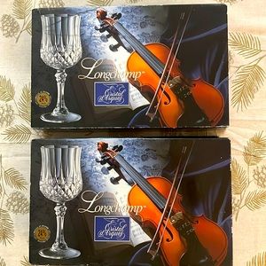 Longchamp Cristal D’Arques 2 sets of 4 Wine Glasses